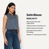 Amazon Essentials Women’s Regular-Fit Sleeveless Button-Down Blouse(Navy Simple Ditsy)