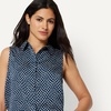 Amazon Essentials Women’s Regular-Fit Sleeveless Button-Down Blouse(Navy Simple Ditsy)