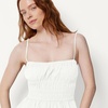 Amazon Essentials Women’s Regular-Fit Smocked Cotton Stretch Poplin Tank(Bright White)
