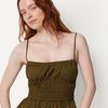 Amazon Essentials Women’s Regular-Fit Smocked Cotton Stretch Poplin Tank(Deep Brown)