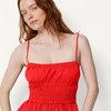 Amazon Essentials Women’s Regular-Fit Smocked Cotton Stretch Poplin Tank(Red)
