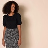 Amazon Essentials Women’s Regular-Fit Twist Puff Sleeve Crewneck T-Shirt(Black)