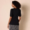 Amazon Essentials Women’s Regular-Fit Twist Puff Sleeve Crewneck T-Shirt(Black)