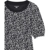 Amazon Essentials Women’s Regular-Fit Twist Puff Sleeve Crewneck T-Shirt(Black White Abstract Animal)