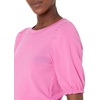 Amazon Essentials Women’s Regular-Fit Twist Puff Sleeve Crewneck T-Shirt(Bright Pink)