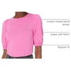 Amazon Essentials Women’s Regular-Fit Twist Puff Sleeve Crewneck T-Shirt(Bright Pink)