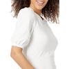 Amazon Essentials Women’s Regular-Fit Twist Puff Sleeve Crewneck T-Shirt(Bright White)