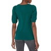 Amazon Essentials Women’s Regular-Fit Twist Puff Sleeve Crewneck T-Shirt(Green Botanical)
