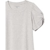 Amazon Essentials Women’s Regular-Fit Twist Puff Sleeve Crewneck T-Shirt(Light Heather Grey)
