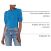 Amazon Essentials Women’s Regular-Fit Twist Puff Sleeve Crewneck T-Shirt(Mid Blue)