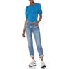 Amazon Essentials Women’s Regular-Fit Twist Puff Sleeve Crewneck T-Shirt(Mid Blue)