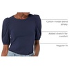 Amazon Essentials Women’s Regular-Fit Twist Puff Sleeve Crewneck T-Shirt(Navy)