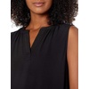 Amazon Essentials Women’s Relaxed Fit Sleeveless V-Neck Woven Shirt(Black)