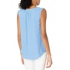 Amazon Essentials Women’s Relaxed Fit Sleeveless V-Neck Woven Shirt(French Blue)
