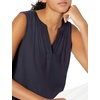 Amazon Essentials Women’s Relaxed Fit Sleeveless V-Neck Woven Shirt(Navy)