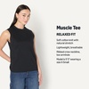 Amazon Essentials Women’s Relaxed-Fit Cotton Muscle Tee with Ribbed Crew Neckline, Breathable(Black)