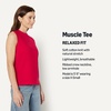 Amazon Essentials Women’s Relaxed-Fit Cotton Muscle Tee with Ribbed Crew Neckline, Breathable(Red)
