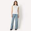 Amazon Essentials Women’s Relaxed-Fit Cotton Muscle Tee with Ribbed Crew Neckline, Breathable(White)