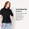 Amazon Essentials Women’s Relaxed-Fit Linen Blend Wide Sleeve Shirt with Adjustable Waist(Black)