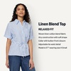 Amazon Essentials Women’s Relaxed-Fit Linen Blend Wide Sleeve Shirt with Adjustable Waist(Blue White Even Stripe)