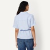Amazon Essentials Women’s Relaxed-Fit Linen Blend Wide Sleeve Shirt with Adjustable Waist(Blue White Even Stripe)
