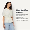 Amazon Essentials Women’s Relaxed-Fit Linen Blend Wide Sleeve Shirt with Adjustable Waist(Light Beige)