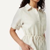 Amazon Essentials Women’s Relaxed-Fit Linen Blend Wide Sleeve Shirt with Adjustable Waist(Light Beige)