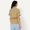 Amazon Essentials Women’s Relaxed-Fit Linen Blend Wide Sleeve Shirt with Adjustable Waist(Tan)