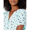 Amazon Essentials Women’s Relaxed-Fit Short-Sleeve V Neck Button-Front Woven Blouse, Business Casual Work Blouse(Aqua Blue Poppy)