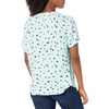 Amazon Essentials Women’s Relaxed-Fit Short-Sleeve V Neck Button-Front Woven Blouse, Business Casual Work Blouse(Aqua Blue Poppy)
