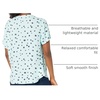 Amazon Essentials Women’s Relaxed-Fit Short-Sleeve V Neck Button-Front Woven Blouse, Business Casual Work Blouse(Aqua Poppy)