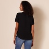 Amazon Essentials Women’s Relaxed-Fit Short-Sleeve V Neck Button-Front Woven Blouse, Business Casual Work Blouse(Black)