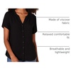 Amazon Essentials Women’s Relaxed-Fit Short-Sleeve V Neck Button-Front Woven Blouse, Business Casual Work Blouse(Black)