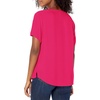 Amazon Essentials Women’s Relaxed-Fit Short-Sleeve V Neck Button-Front Woven Blouse, Business Casual Work Blouse(Bright Pink)