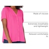 Amazon Essentials Women’s Relaxed-Fit Short-Sleeve V Neck Button-Front Woven Blouse, Business Casual Work Blouse(Bright Pink)