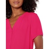 Amazon Essentials Women’s Relaxed-Fit Short-Sleeve V Neck Button-Front Woven Blouse, Business Casual Work Blouse(Hot Pink)