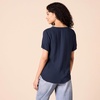 Amazon Essentials Women’s Relaxed-Fit Short-Sleeve V Neck Button-Front Woven Blouse, Business Casual Work Blouse(Navy)