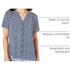 Amazon Essentials Women’s Relaxed-Fit Short-Sleeve V Neck Button-Front Woven Blouse, Business Casual Work Blouse(Navy White Petal)