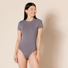 Amazon Essentials Women’s Short Sleeve Crew Neck Stretch Cotton Jersey Slim-Fit T-Shirt Bodysuit, Pack of 2(Black/Grey)