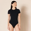 Amazon Essentials Women’s Short Sleeve Crew Neck Stretch Cotton Jersey Slim-Fit T-Shirt Bodysuit, Pack of 2(Black/Rich Hazel)
