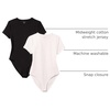 Amazon Essentials Women’s Short Sleeve Crew Neck Stretch Cotton Jersey Slim-Fit T-Shirt Bodysuit, Pack of 2(Black/White)