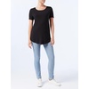 Amazon Essentials Women’s Short-Sleeve Scoopneck Tunic Tops T-Shirt, Stretchy, Pack of 2(Black / Charcoal Heather)