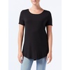 Amazon Essentials Women’s Short-Sleeve Scoopneck Tunic Tops T-Shirt, Stretchy, Pack of 2(Black / Charcoal Heather)