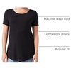 Amazon Essentials Women’s Short-Sleeve Scoopneck Tunic Tops T-Shirt, Stretchy, Pack of 2(Black / Charcoal Heather)