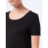Amazon Essentials Women’s Short-Sleeve Scoopneck Tunic Tops T-Shirt, Stretchy, Pack of 2(Black / Charcoal Heather)