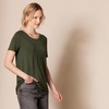 Amazon Essentials Women’s Short-Sleeve Scoopneck Tunic Tops T-Shirt, Stretchy, Pack of 2(Black / Olive)