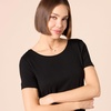 Amazon Essentials Women’s Short-Sleeve Scoopneck Tunic Tops T-Shirt, Stretchy, Pack of 2(Black/ Dark Pink)