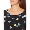 Amazon Essentials Women’s Short-Sleeve Scoopneck Tunic Tops T-Shirt, Stretchy, Pack of 2(Black Graphic Bud/Cobalt)