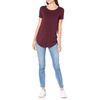 Amazon Essentials Women’s Short-Sleeve Scoopneck Tunic Tops T-Shirt, Stretchy, Pack of 2(Black/Burgundy)