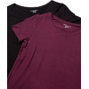 Amazon Essentials Women’s Short-Sleeve Scoopneck Tunic Tops T-Shirt, Stretchy, Pack of 2(Black/Burgundy)